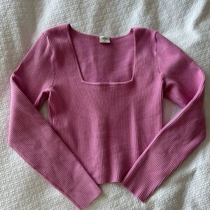 Abercrombie & Fitch pink ribbed long sleeve top
